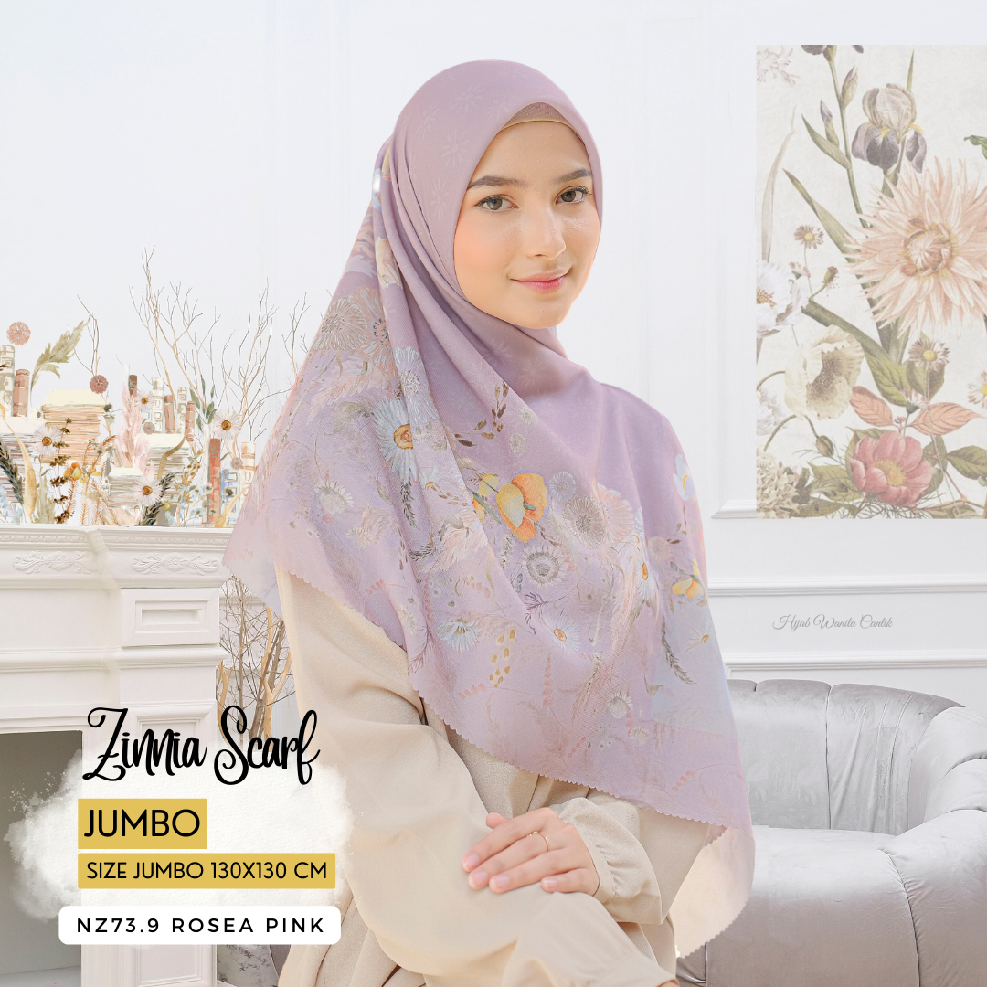 Zinnia - Scarf Square Premium Polycotton XL - Rosea Pink - NZ73.9