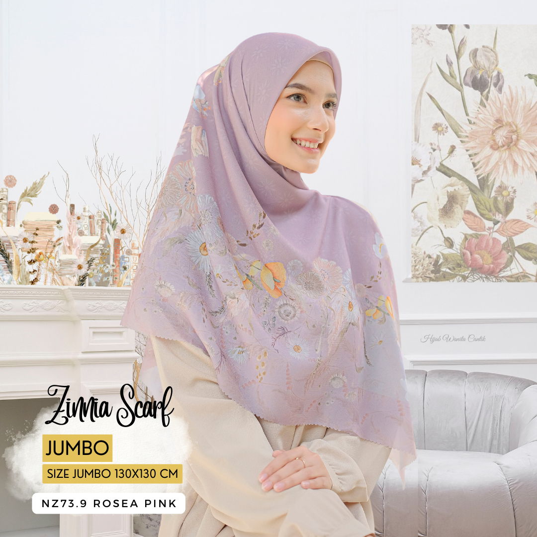 Zinnia - Scarf Square Premium Polycotton XL - Rosea Pink - NZ73.9