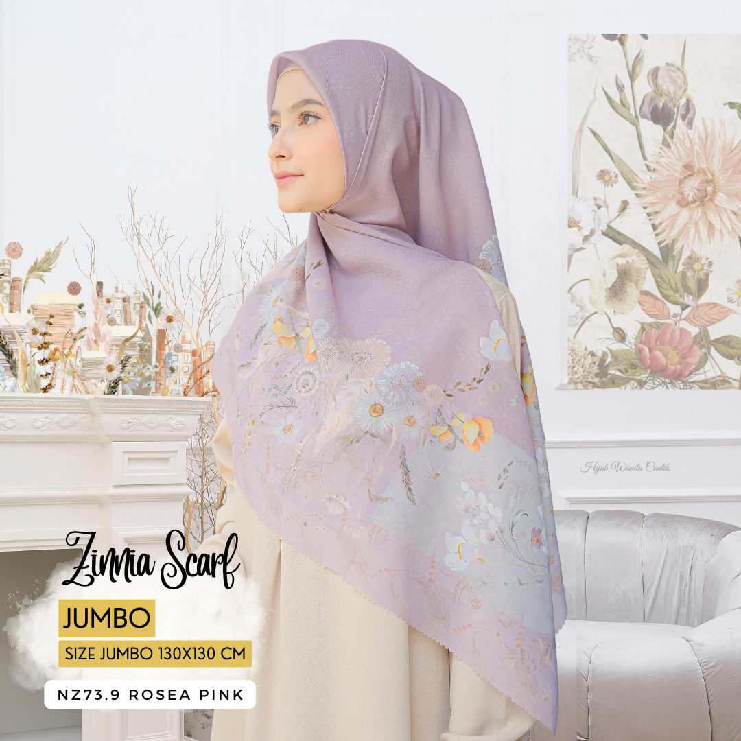 Zinnia - Scarf Square Premium Polycotton XL - Rosea Pink - NZ73.9