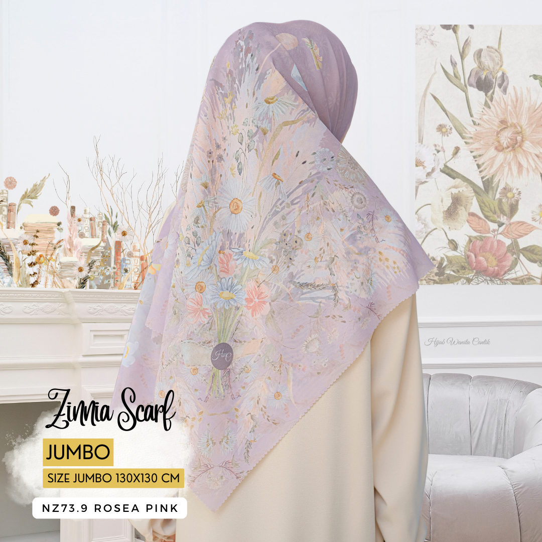 Zinnia - Scarf Square Premium Polycotton XL - Rosea Pink - NZ73.9