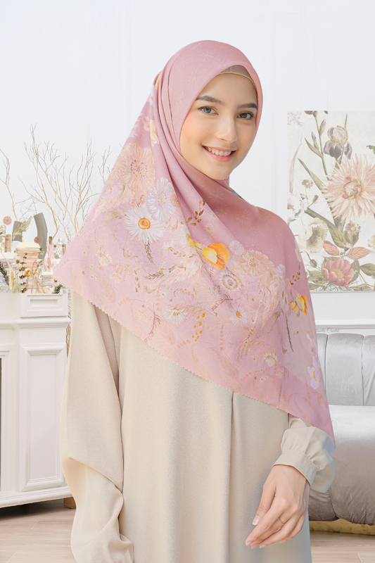 Zinnia JUMBO - Scarf Square Premium Polycotton XL | Rosea Pink - NZ73.9