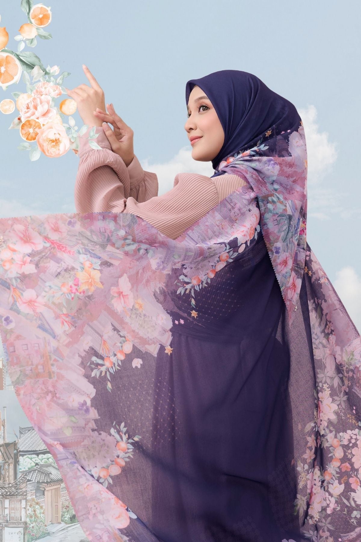 [ BUY 3 GET 1 FREE HIJAB ] Tangerine Scarf - ST16.2 TV16.2 TJ16.2 Navy