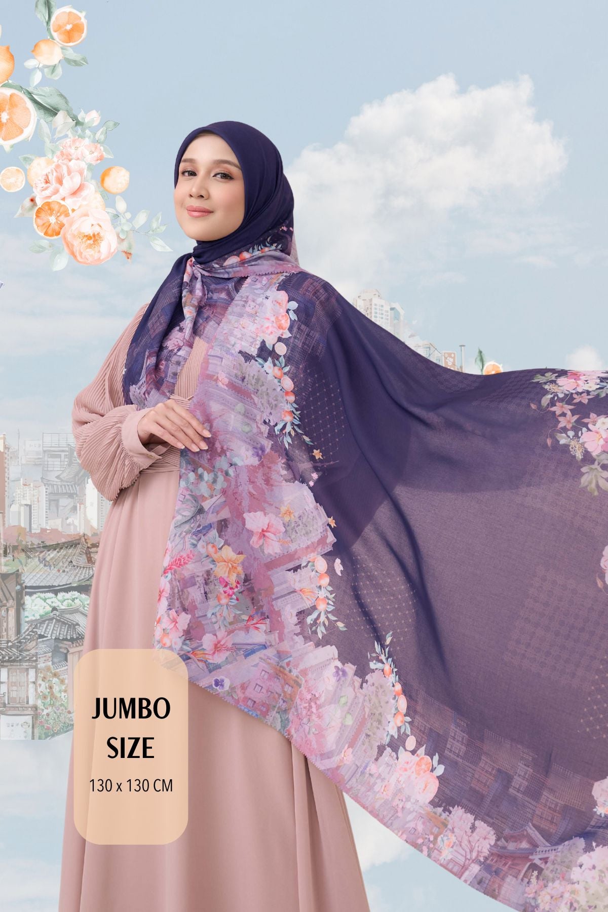 [ BUY 3 GET 1 FREE HIJAB ] Tangerine Scarf - ST16.2 TV16.2 TJ16.2 Navy