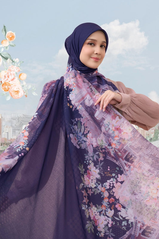 [ BUY 3 GET 1 FREE HIJAB ] Tangerine Scarf Jumbo - TJ16.2 Navy