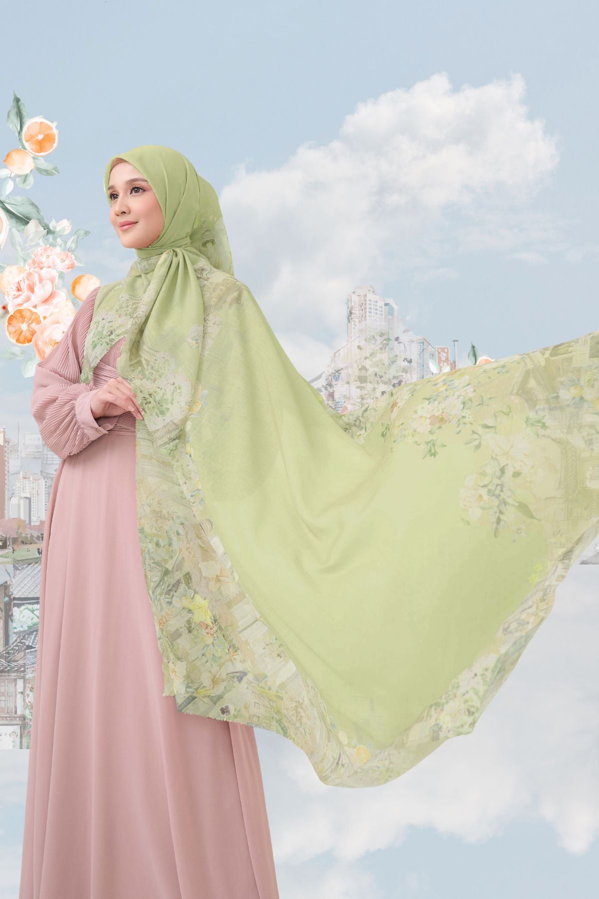 [ BUY 3 GET 1 FREE HIJAB ] Tangerine Scarf - ST16.14 TV16.14 TJ16.14 Olive