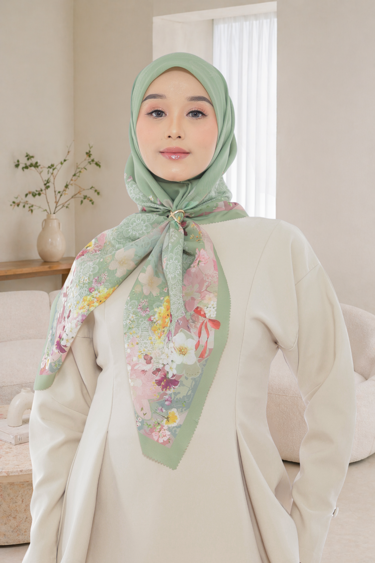 Leaf Rahma Scarf - AM31.7 AC31.7 HJ31.7 Olive