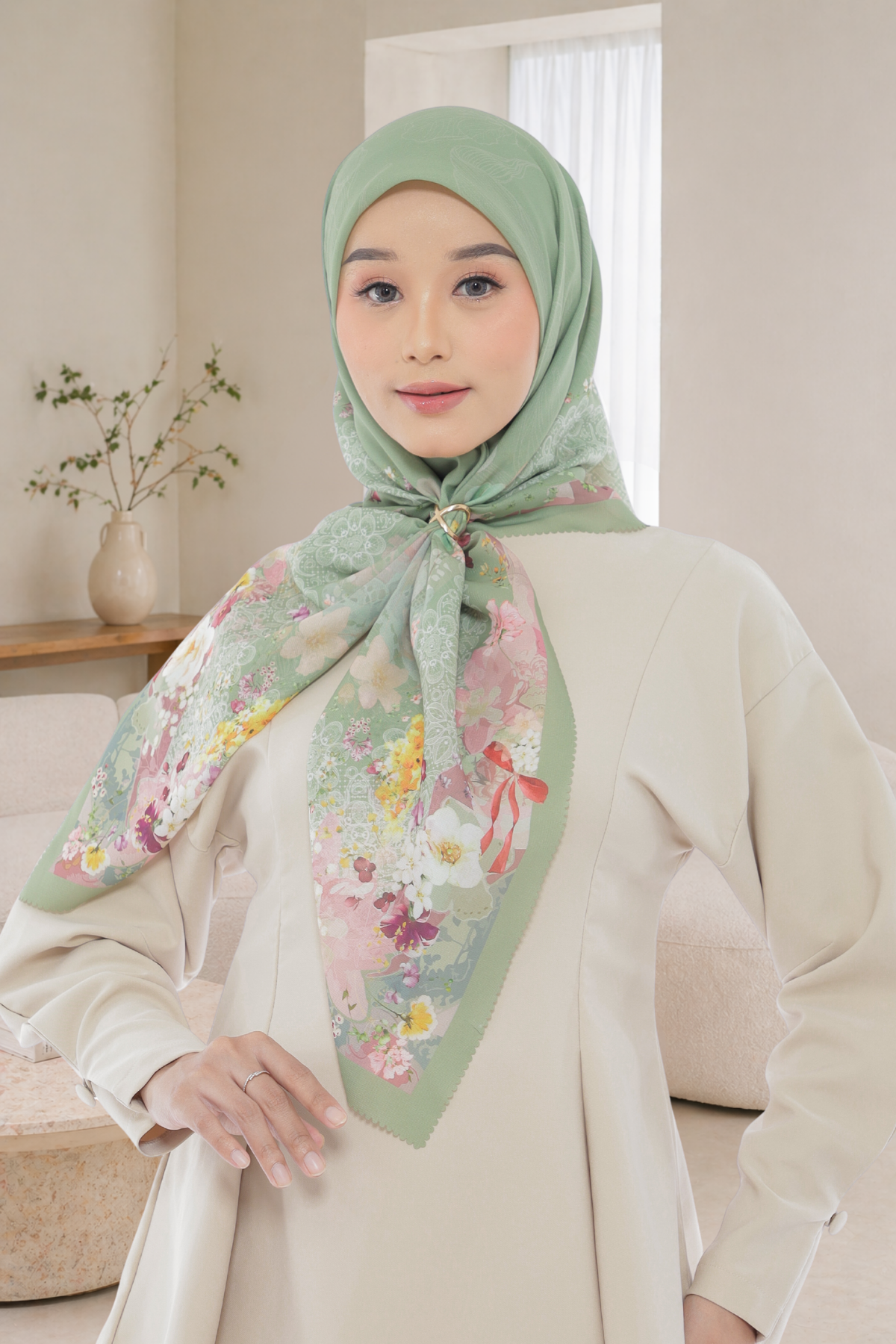 Leaf Rahma Scarf - AM31.7 AC31.7 HJ31.7 Olive