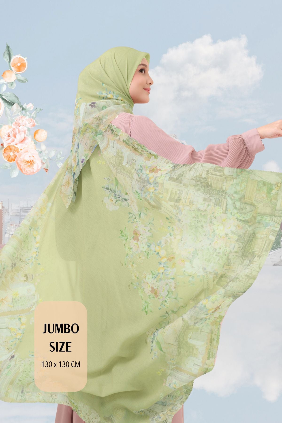 [ BUY 3 GET 1 FREE HIJAB ] Tangerine Scarf Jumbo - TJ16.14 Olive
