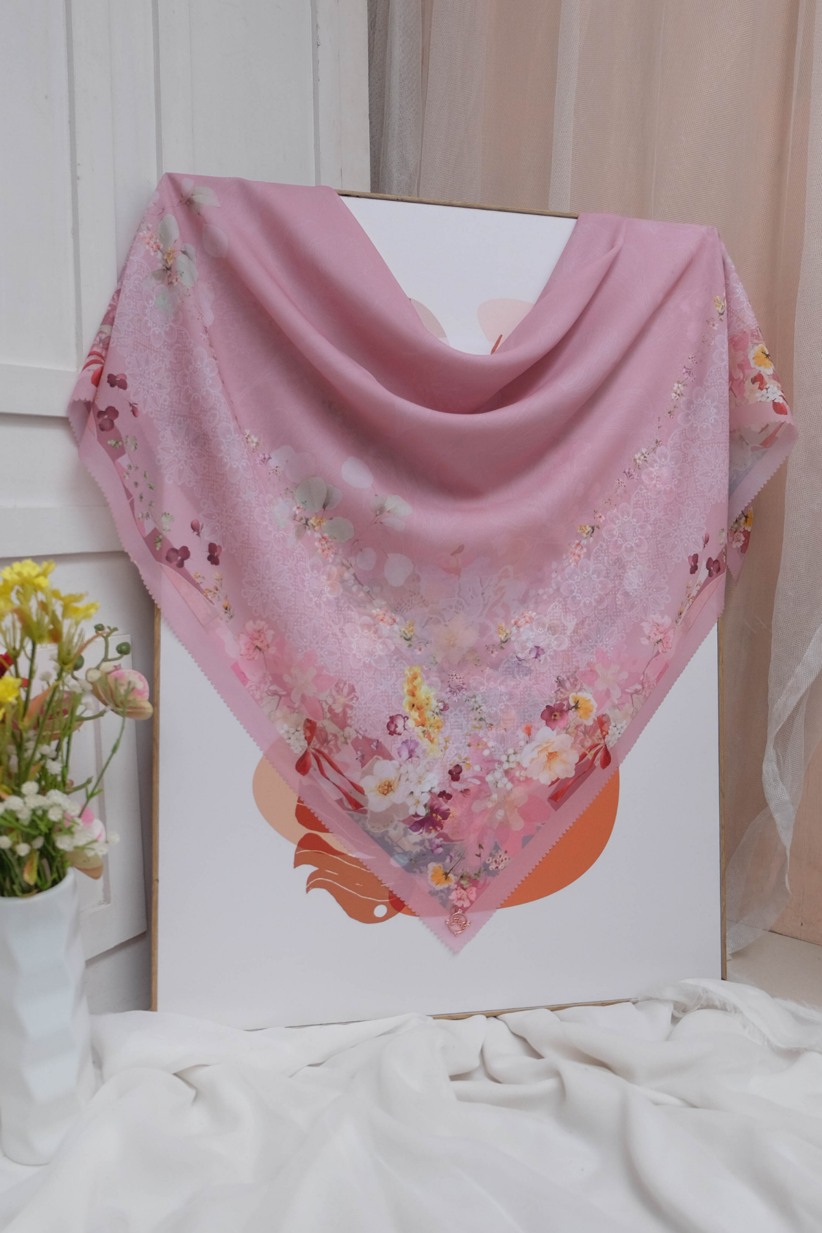 Leaf Rahma Scarf - AM31.5 AC31.5 HJ31.5 Pink