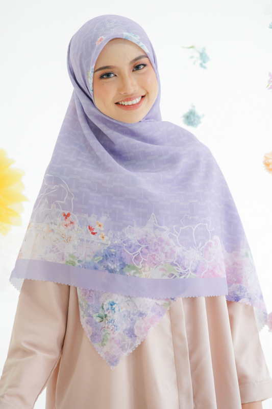 [ BUY 3 GET 1 FREE HIJAB ] Purity JUMBO - Scarf Square Premium Polycotton XL | Lilac - PJ09.7
