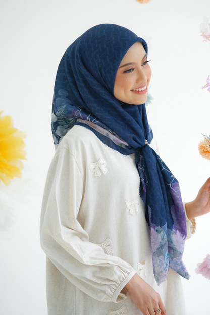 [ BUY 3 GET 1 FREE HIJAB ] Purity - Scarf Square Premium Icy Voal | Navy - PSV9.10