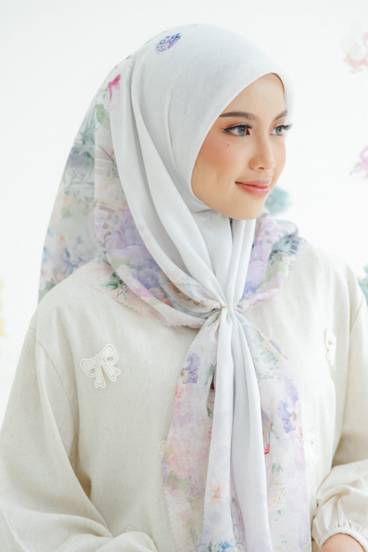 [ BUY 3 GET 1 FREE HIJAB ] Purity - Scarf Square Premium Icy Voal | White - PSV9.15