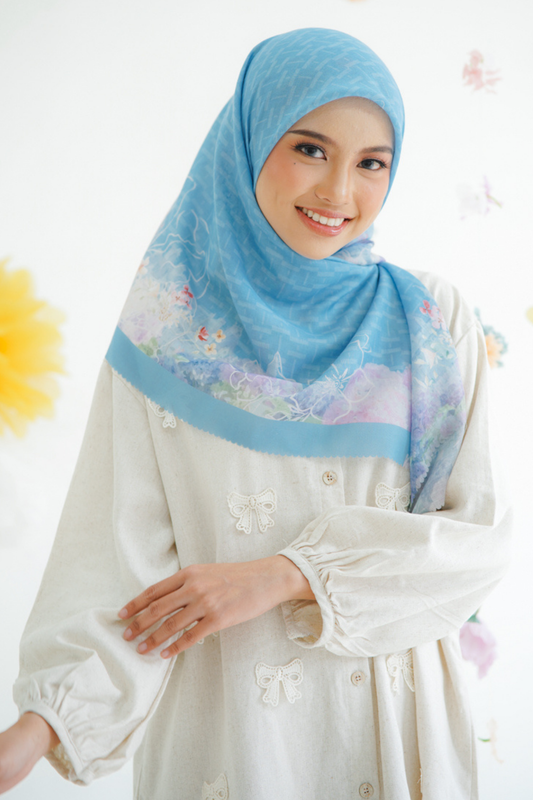[ BUY 3 GET 1 FREE HIJAB ] Purity - Scarf Square Premium Icy Voal | PSV9.2 - Blue