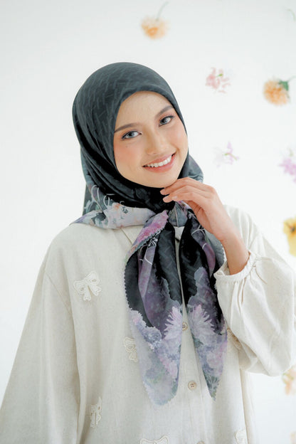 [ BUY 3 GET 1 FREE HIJAB ] Purity - Scarf Square Premium Polycotton | Black - PU09.1