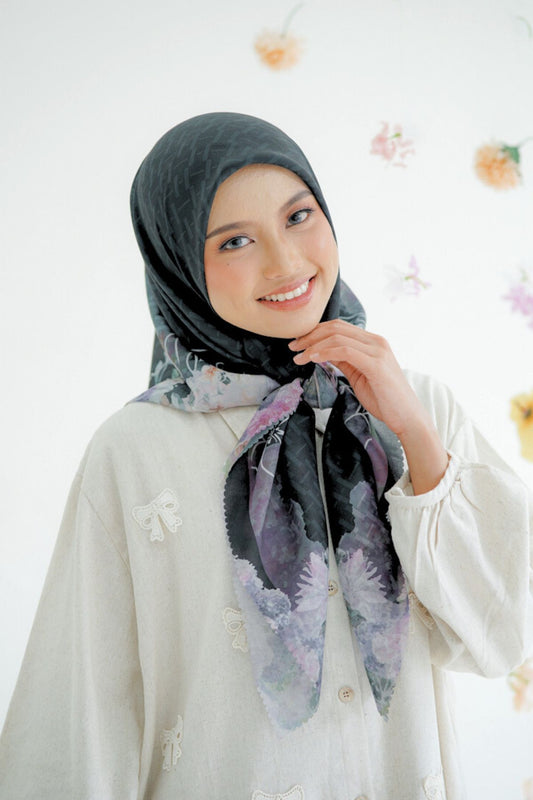 [ BUY 3 GET 1 FREE HIJAB ] Purity - Scarf Square Premium Polycotton | Black - PU09.1