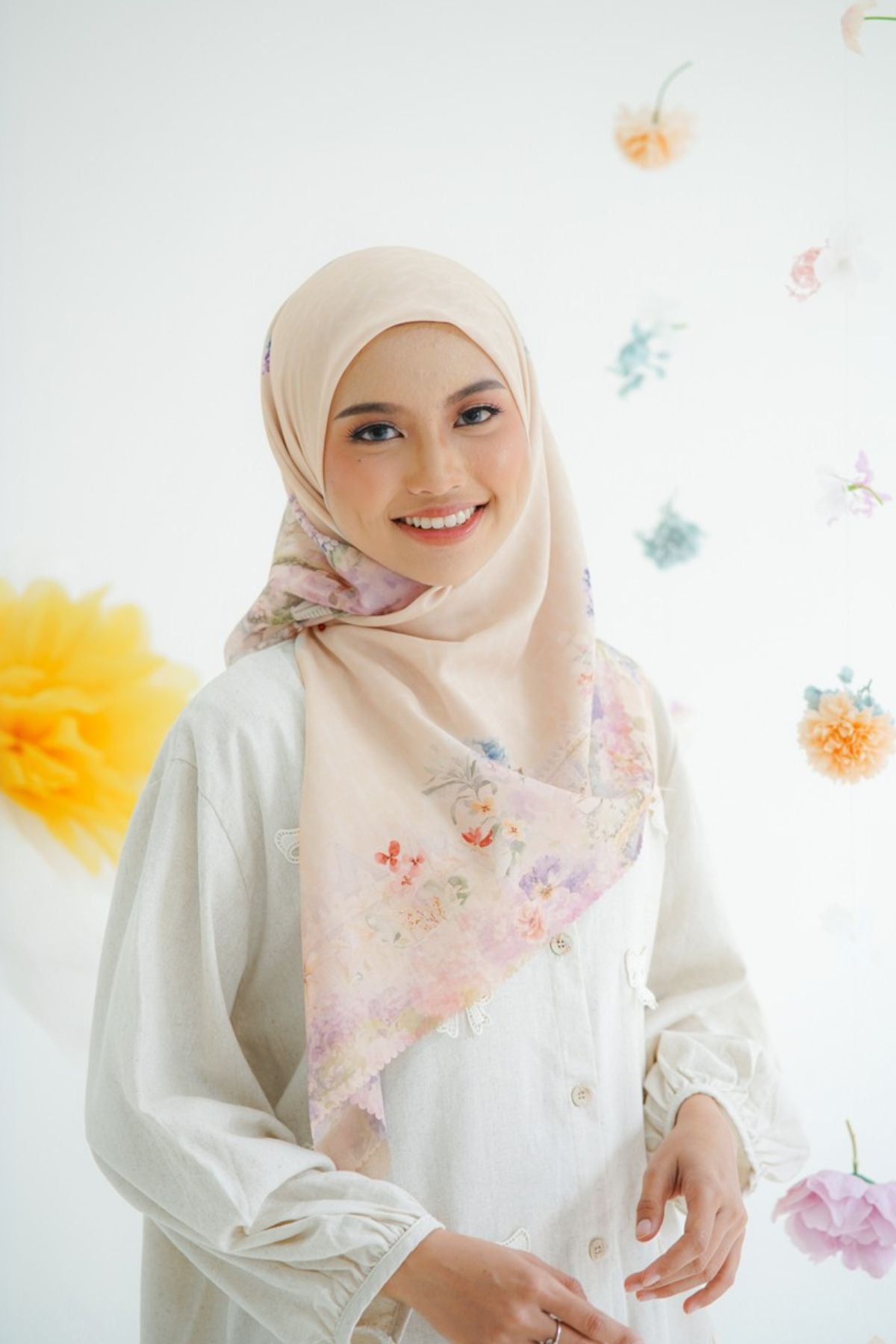 [ BUY 3 GET 1 FREE HIJAB ] Purity - Scarf Square Premium Polycotton | Cream - PU09.3