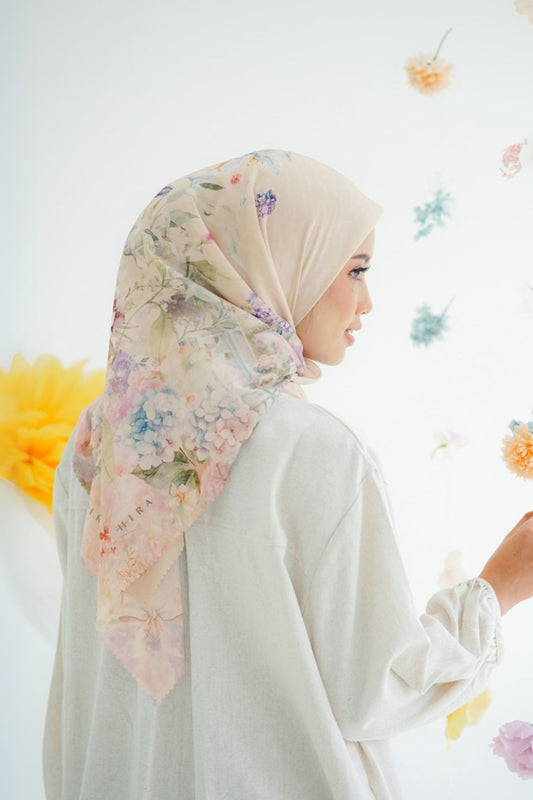 [ BUY 3 GET 1 FREE HIJAB ] Purity - Scarf Square Premium Polycotton | Cream - PU09.3