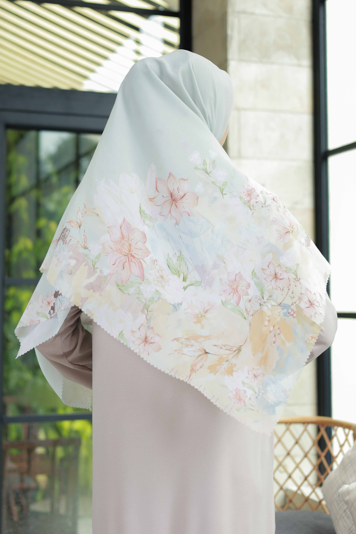 Diamond - Scarf Square Premium Polycotton XL | Pearl Grey - JN07.6