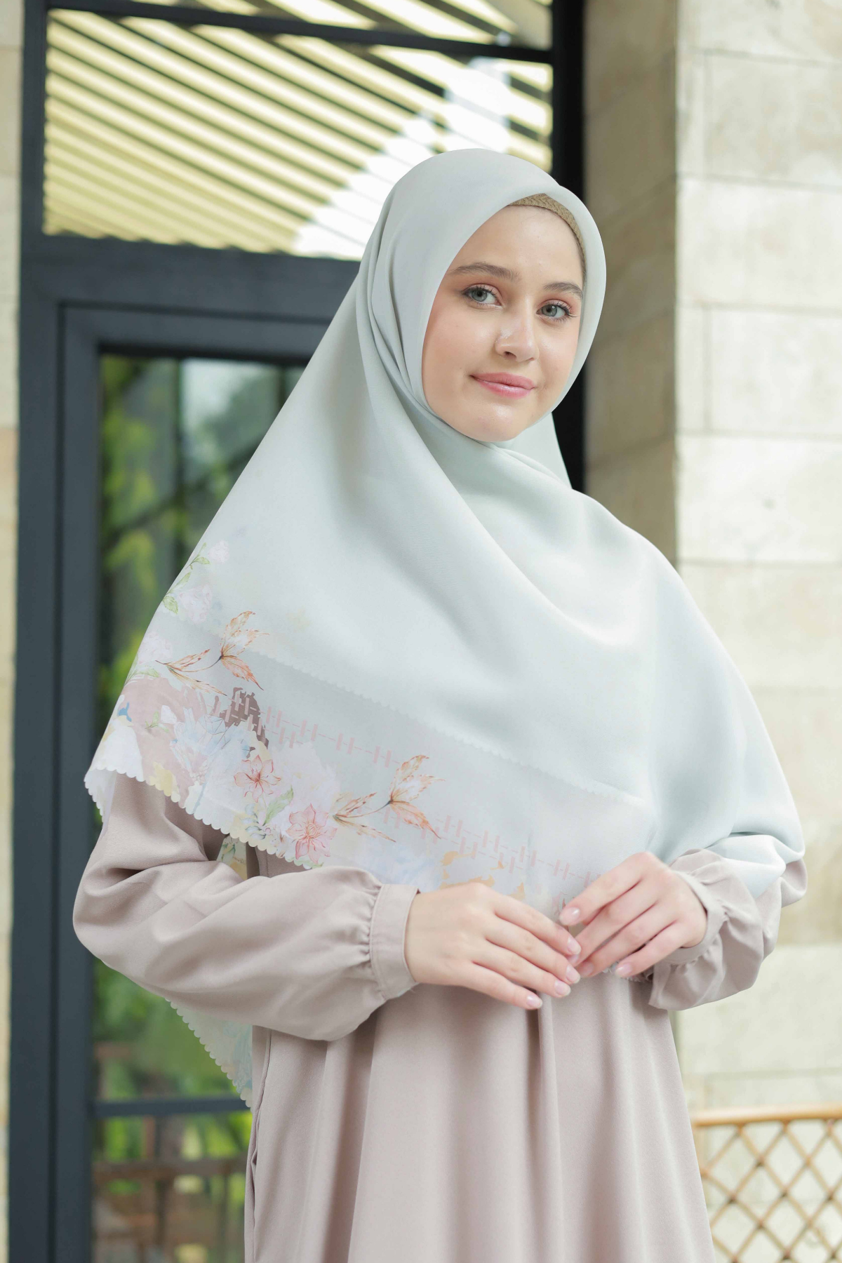 Diamond - Scarf Square Premium Polycotton XL | Pearl Grey - JN07.6