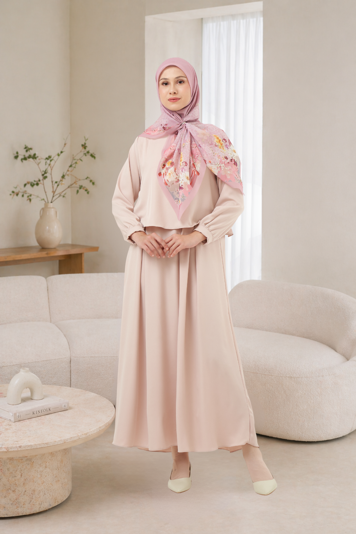 Leaf Rahma Scarf - AM31.5 AC31.5 HJ31.5 Pink