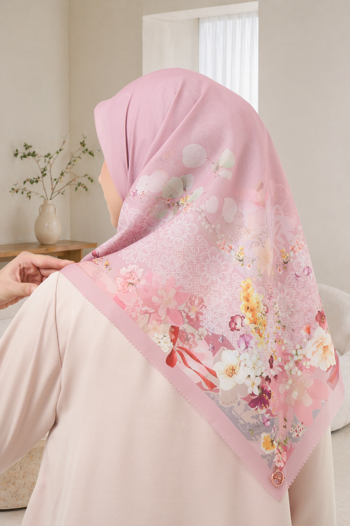 Leaf Rahma Scarf - AM31.5 AC31.5 HJ31.5 Pink