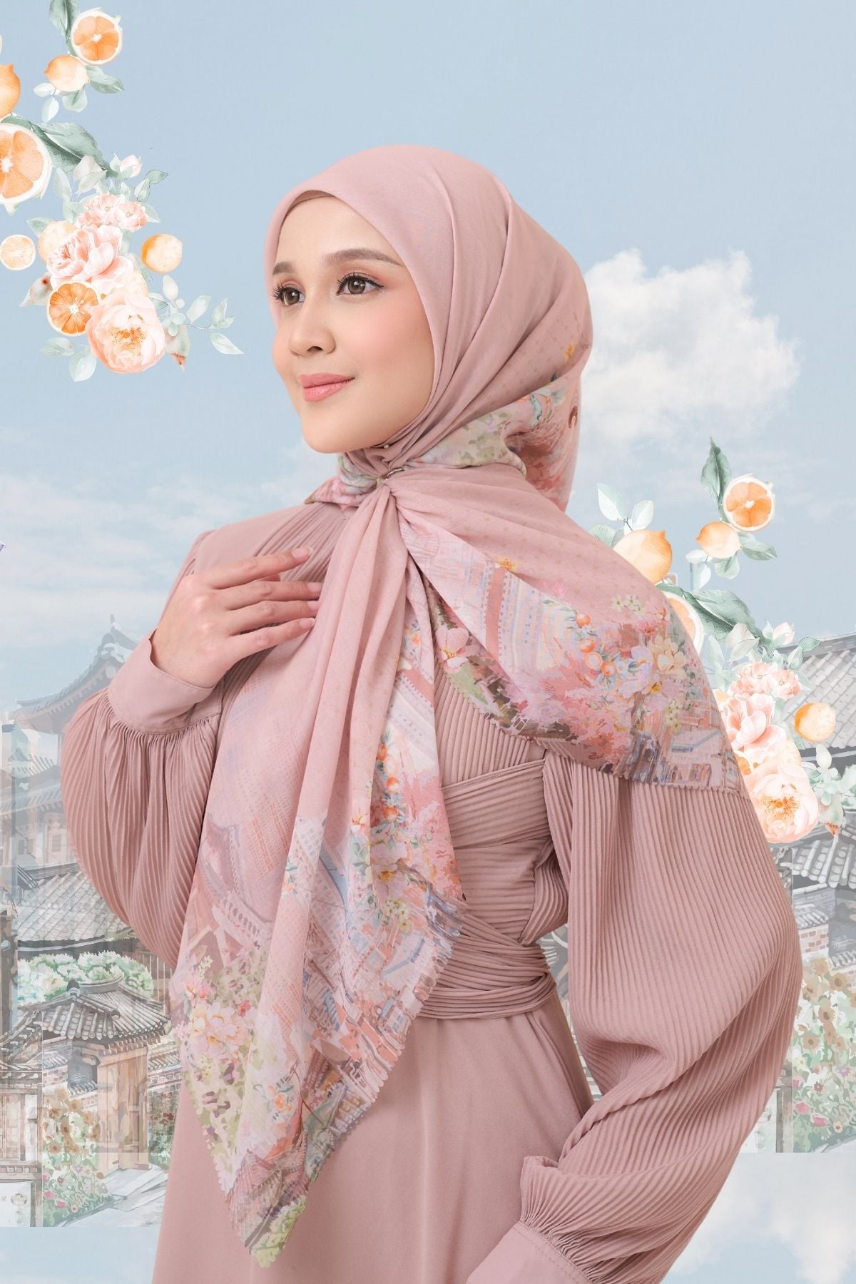 [ BUY 3 GET 1 FREE HIJAB ] Tangerine Scarf - ST16.8 TV16.8 TJ16.8 Pinky Oat