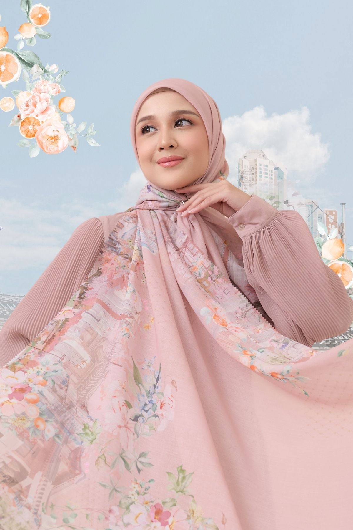 [ BUY 3 GET 1 FREE HIJAB ] Tangerine Scarf - ST16.8 TV16.8 TJ16.8 Pinky Oat
