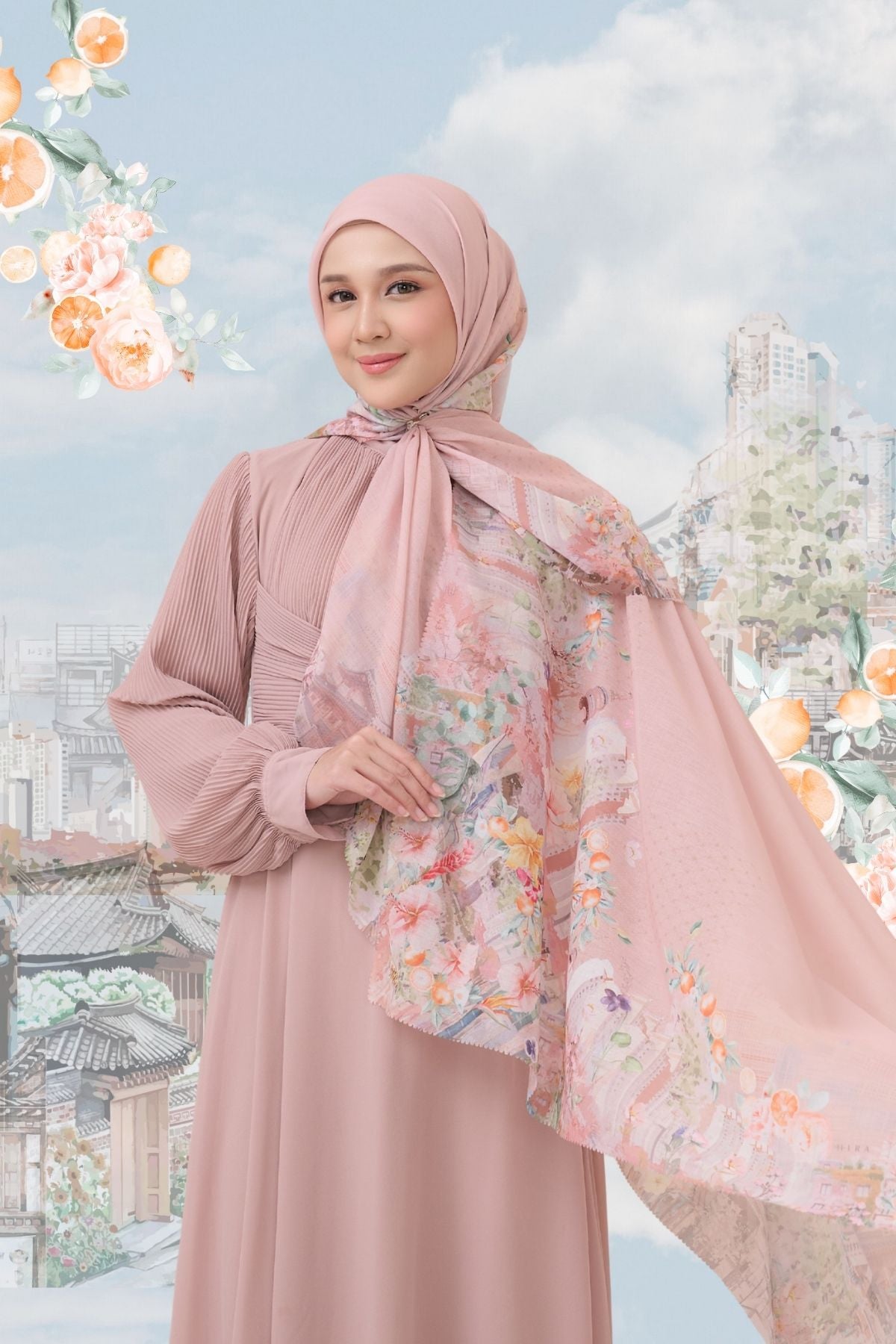[ BUY 3 GET 1 FREE HIJAB ] Tangerine Scarf - ST16.8 TV16.8 TJ16.8 Pinky Oat