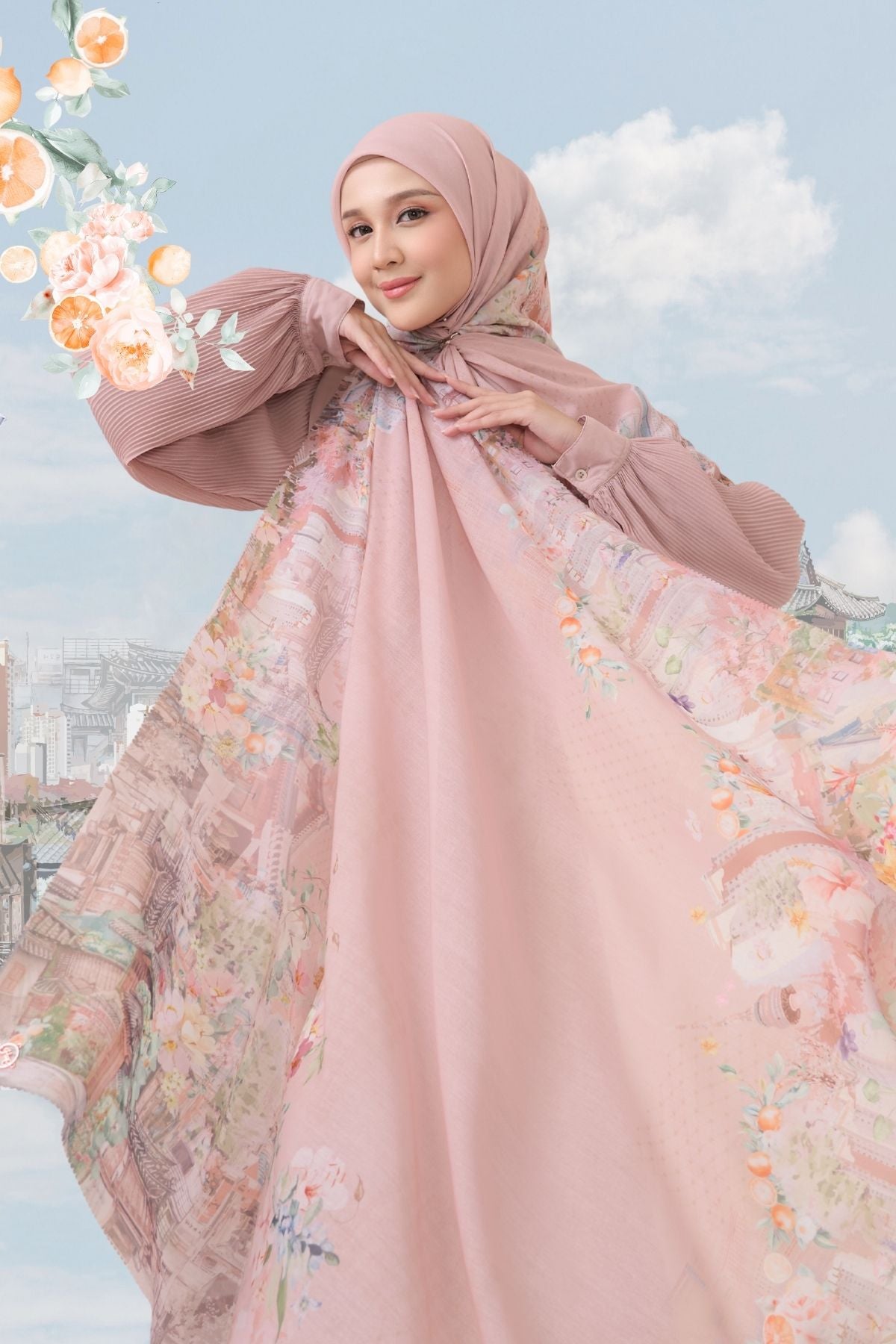 [ BUY 3 GET 1 FREE HIJAB ] Tangerine Scarf - ST16.8 TV16.8 TJ16.8 Pinky Oat