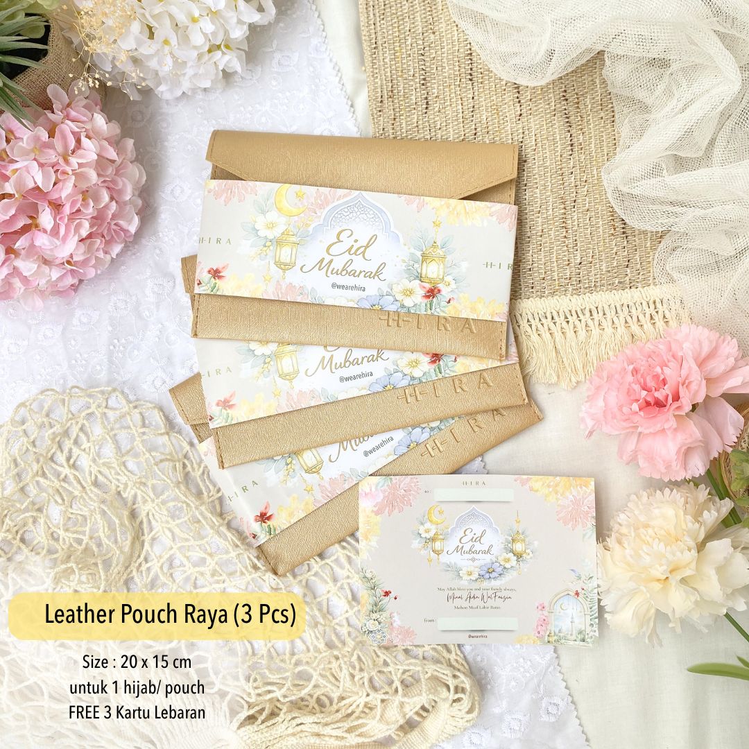HIRA [Box Packing Saja ] Hampers Bingkisan Parcel Raya Idul Fitri Lebaran Leather Pouch Kantong Tas
