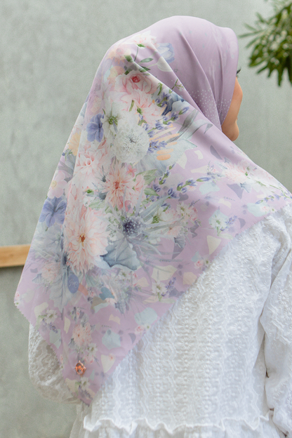 Dahlia - Scarf Square British Voal | Purple Pink - LIA7.11