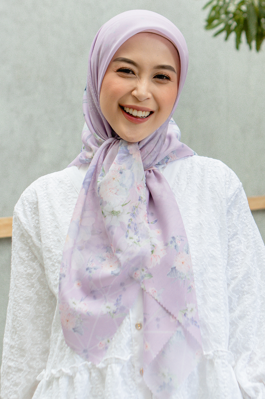 Dahlia - Scarf Square British Voal | Purple Pink - LIA7.11