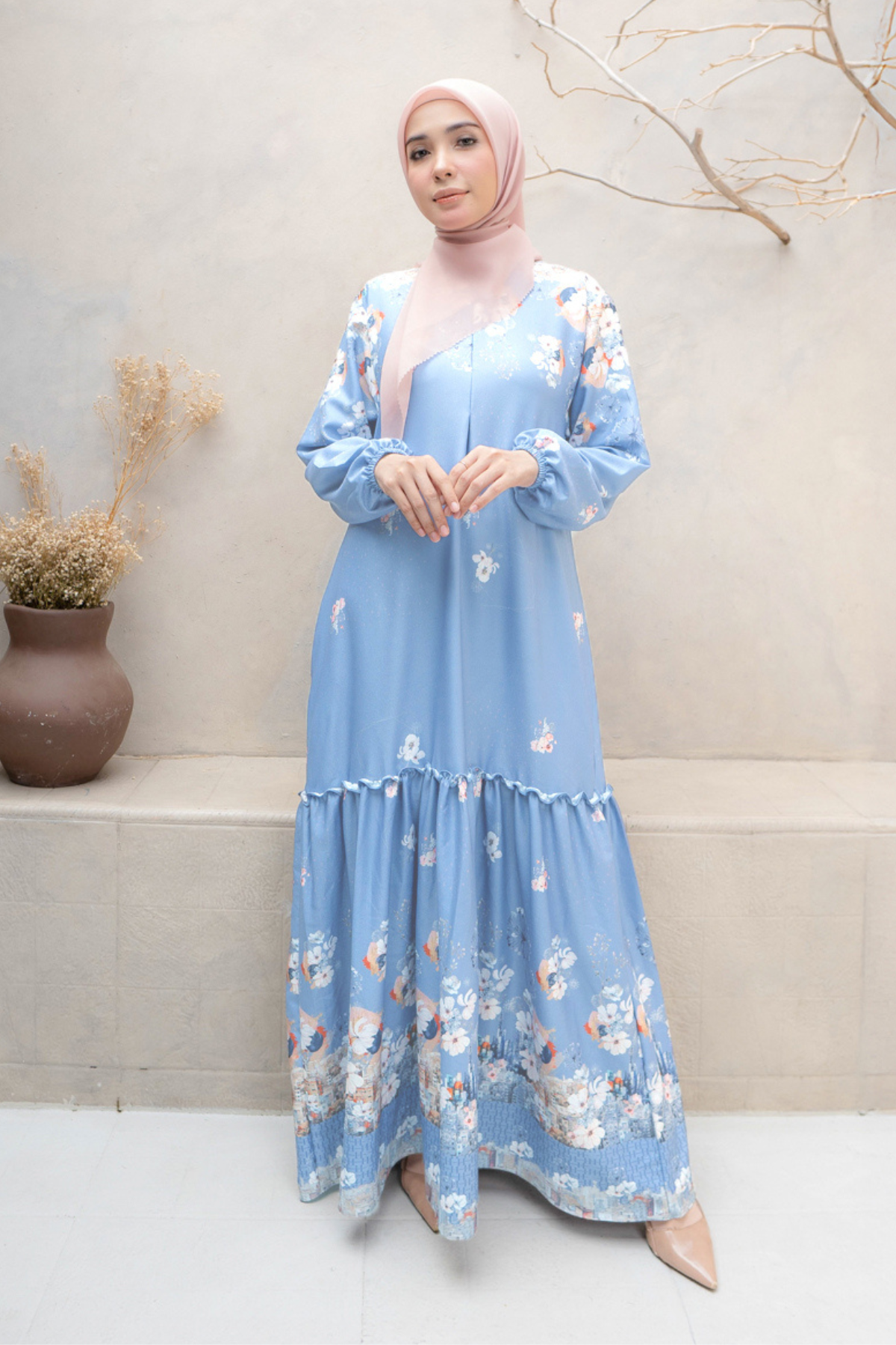 Riuh Kota Dress Mom Family Set | Sarimbit Lebaran - RH12.4 Soft Blue