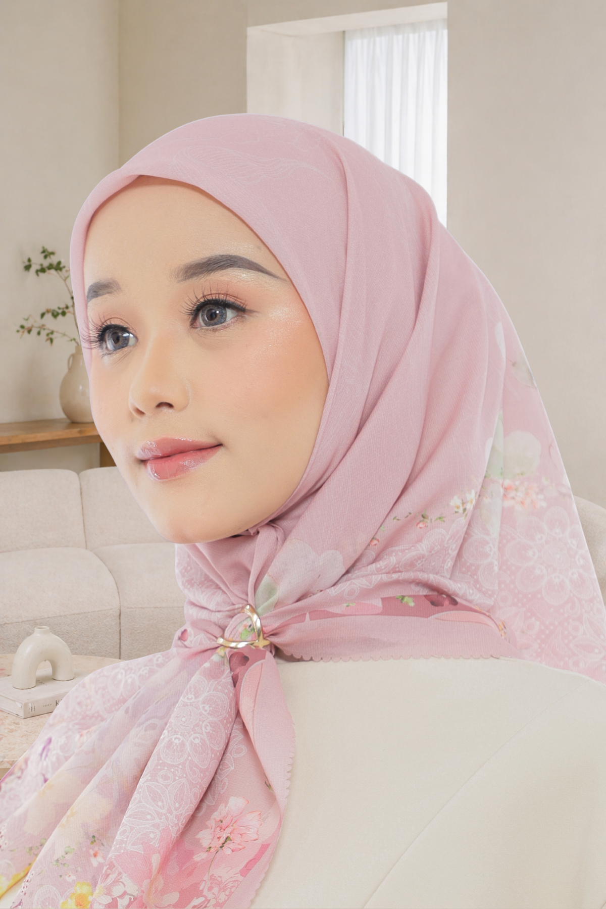 Leaf Rahma Scarf - AM31.6 AC31.6 HJ31.6 Rose