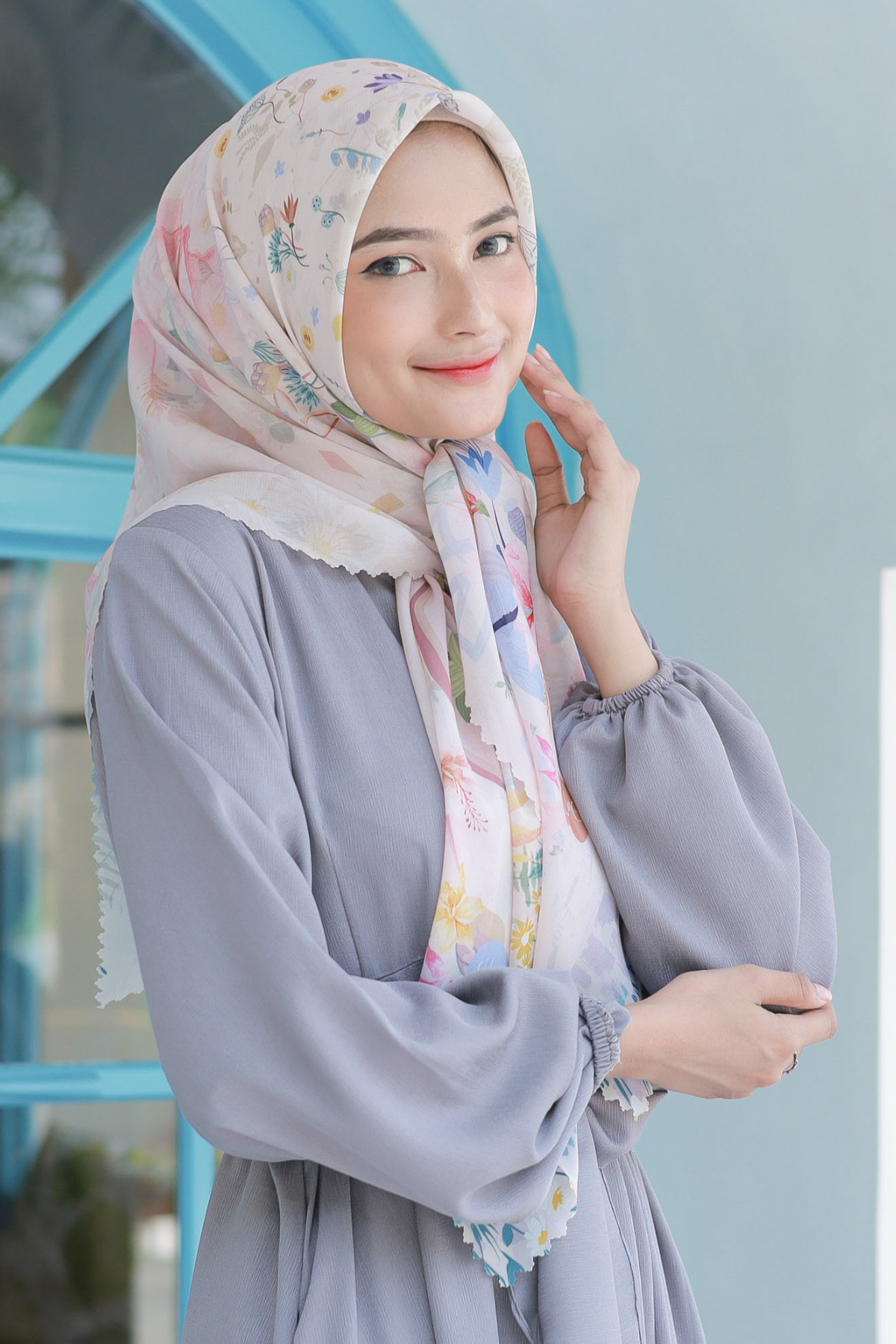 Hibi - Scarf Square Premium Polycotton - Cream - SH94.11