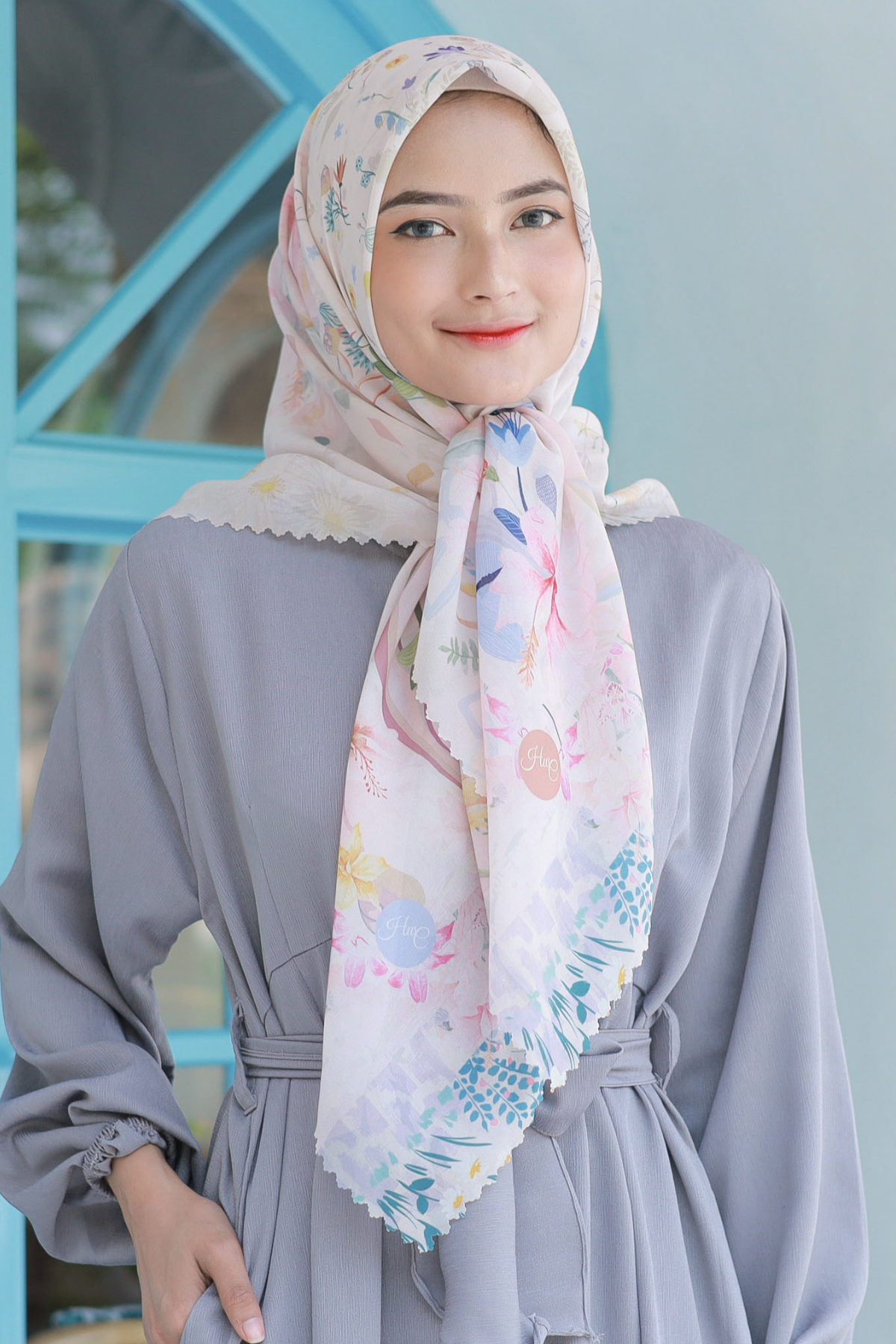 Hibi - Scarf Square Premium Polycotton - Cream - SH94.11