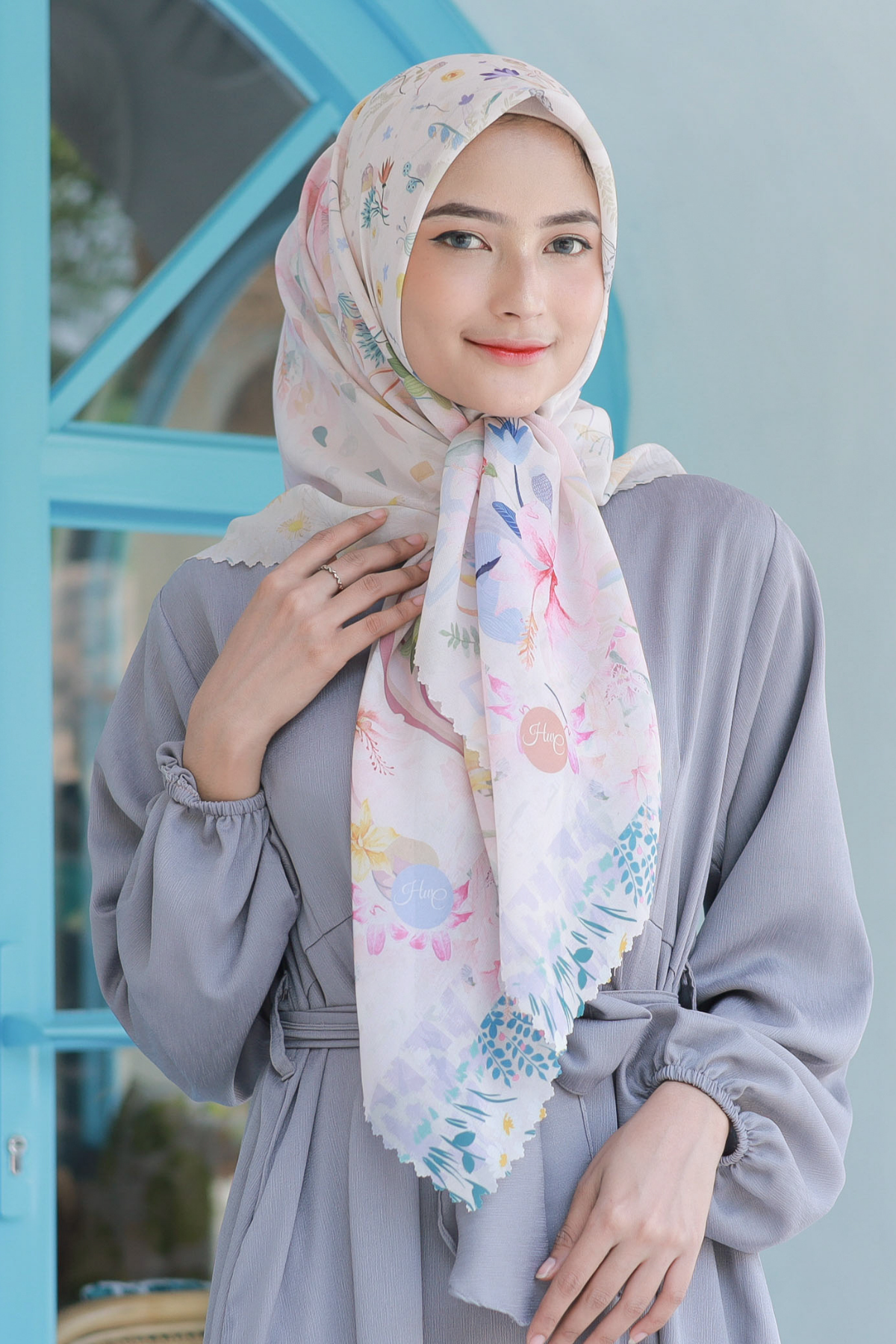 Hibi - Scarf Square Premium Polycotton - Cream - SH94.11