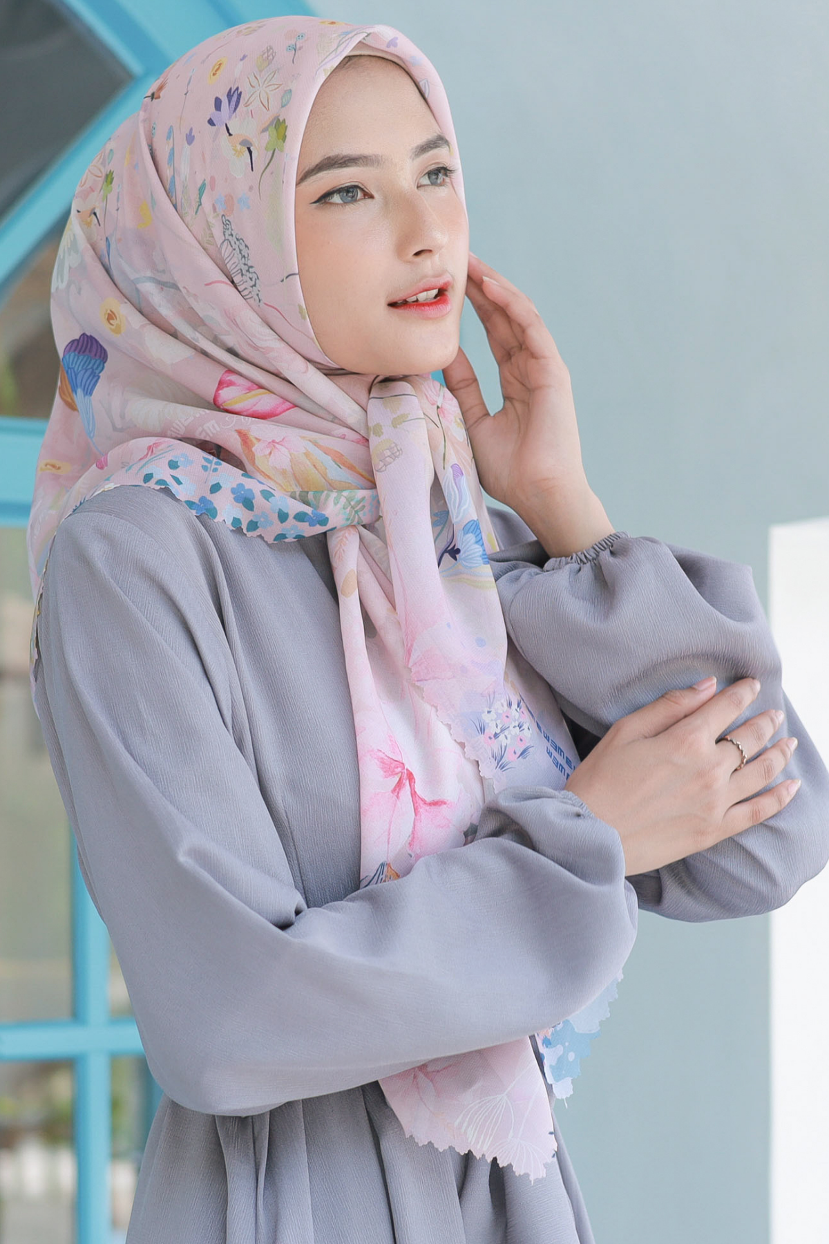 Hibi - Scarf Square Premium Polycotton - Rosy Pink - SH94.12