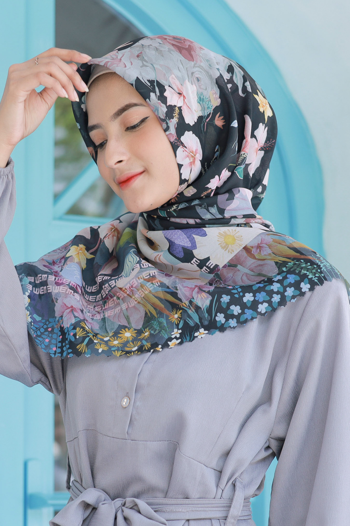 Hibi - Scarf Square Premium Polycotton - Black - SH94.1