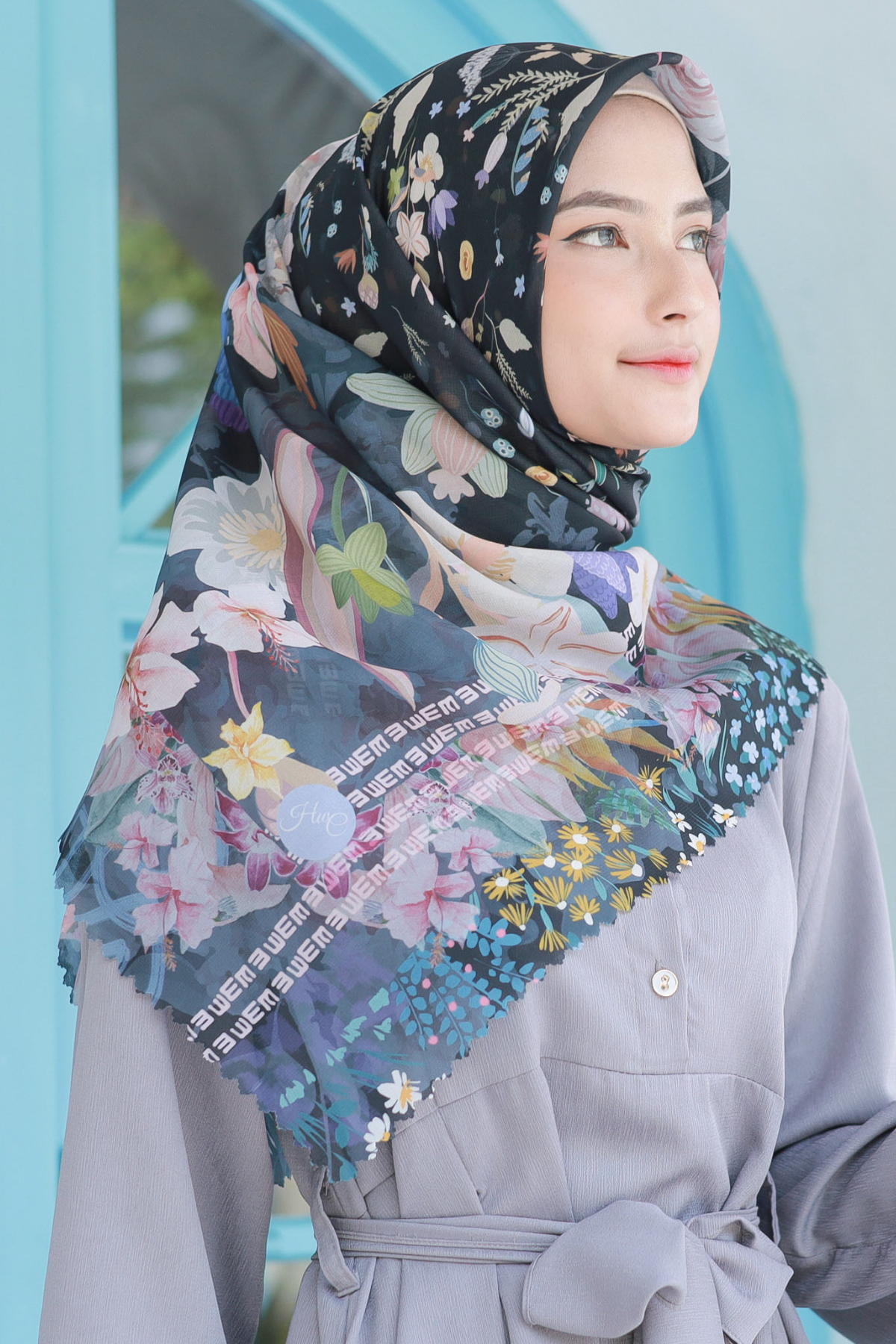 Hibi - Scarf Square Premium Polycotton - Black - SH94.1