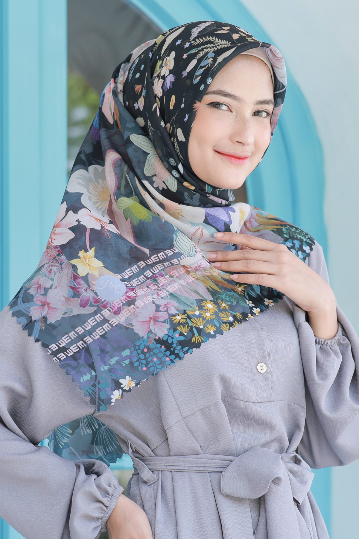 Hibi - Scarf Square Premium Polycotton - Black - SH94.1