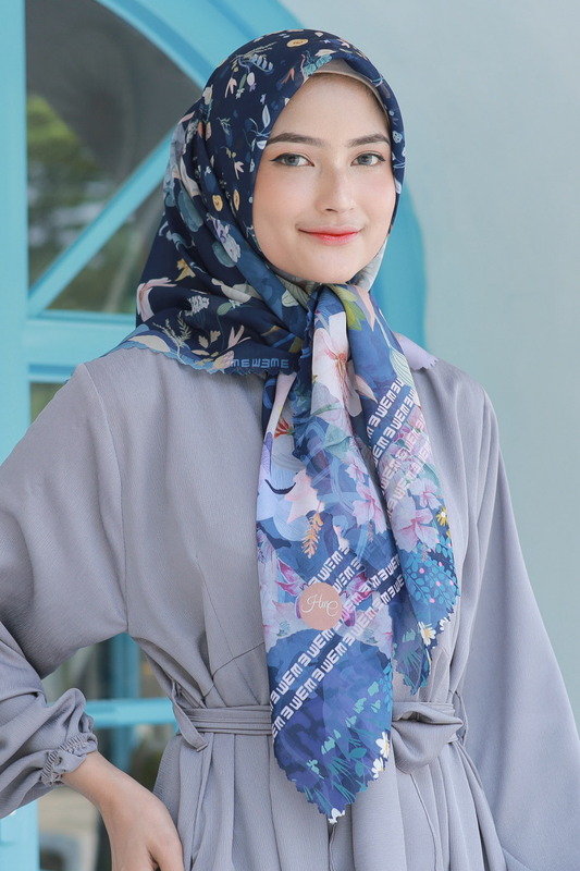 Hibi - Scarf Square Premium Polycotton - Navy - SH94.2