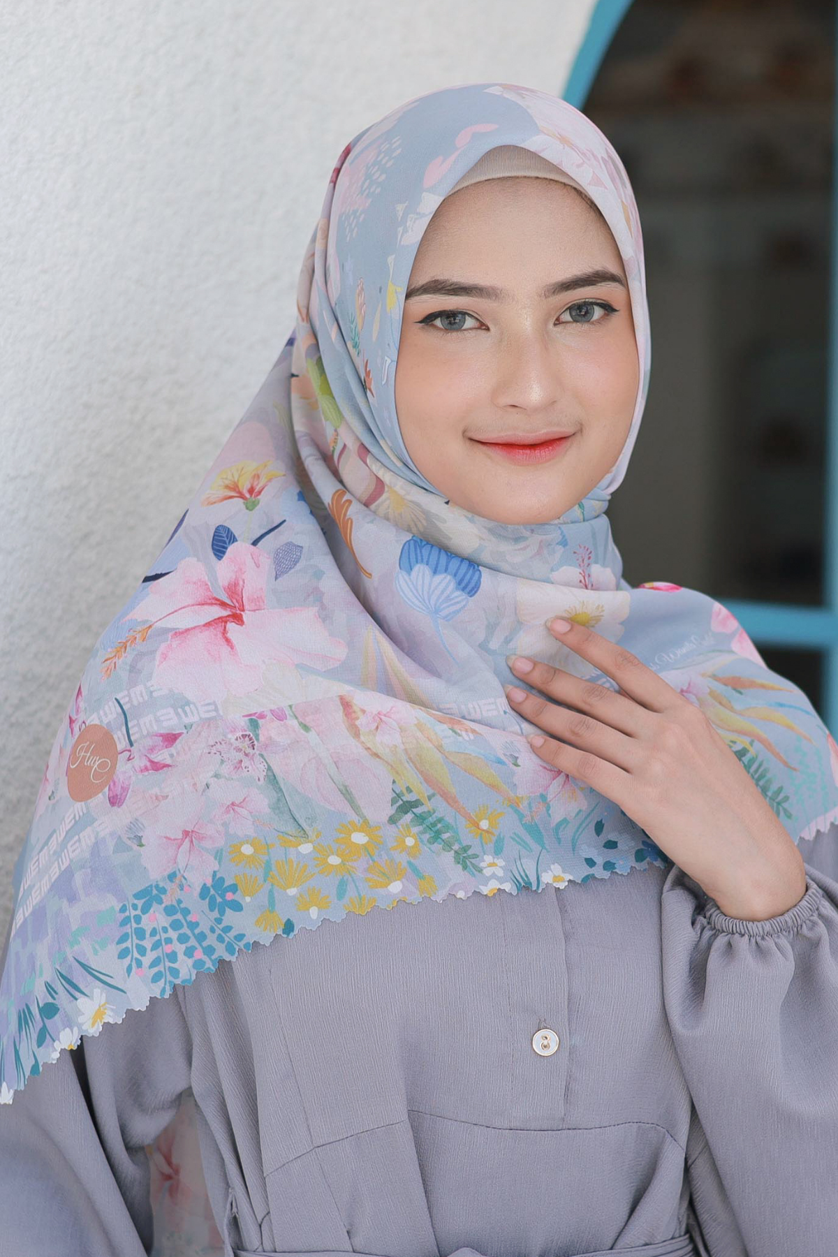 Hibi - Scarf Square Premium Polycotton - Light Grey - SH94.4