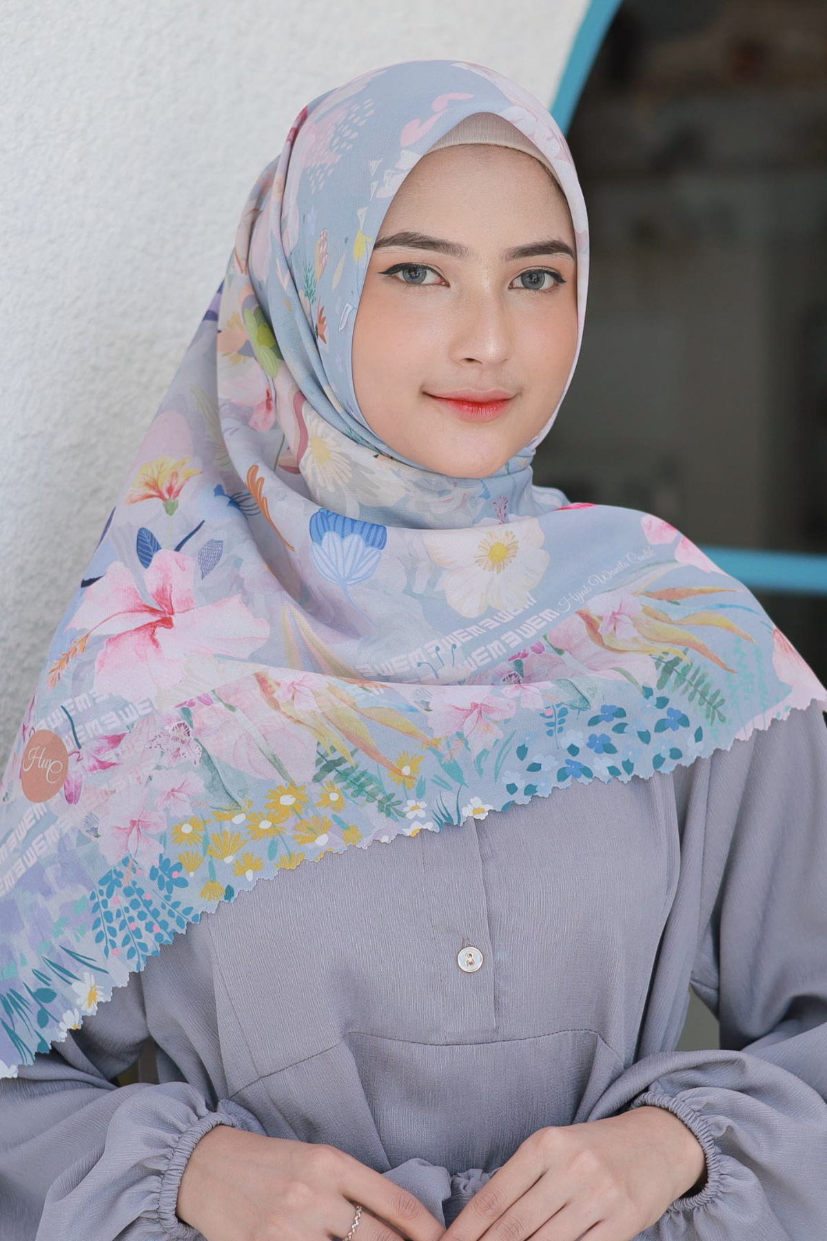 Hibi - Scarf Square Premium Polycotton - Light Grey - SH94.4