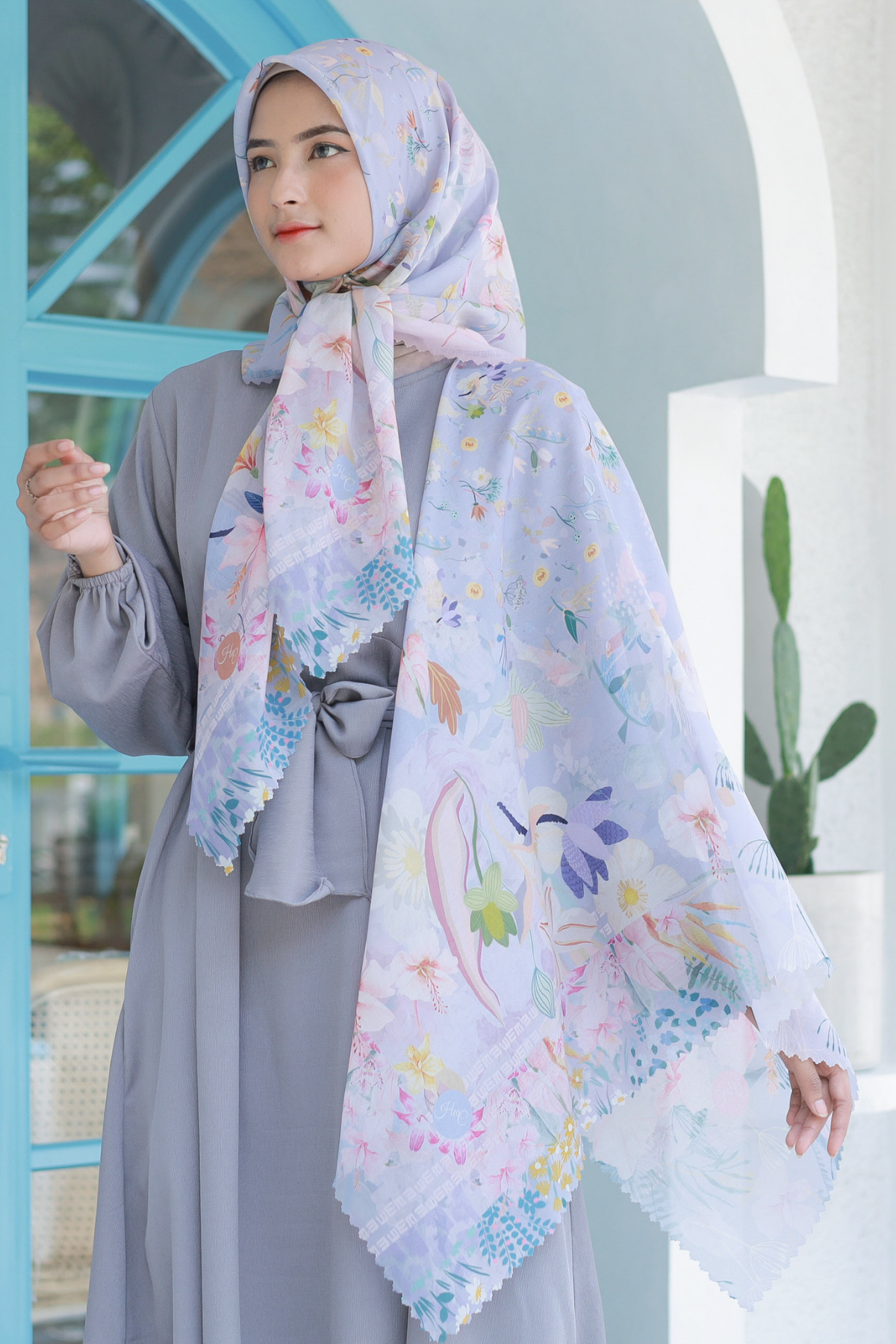 Hibi - Scarf Square Premium Polycotton - Lilac - SH94.6