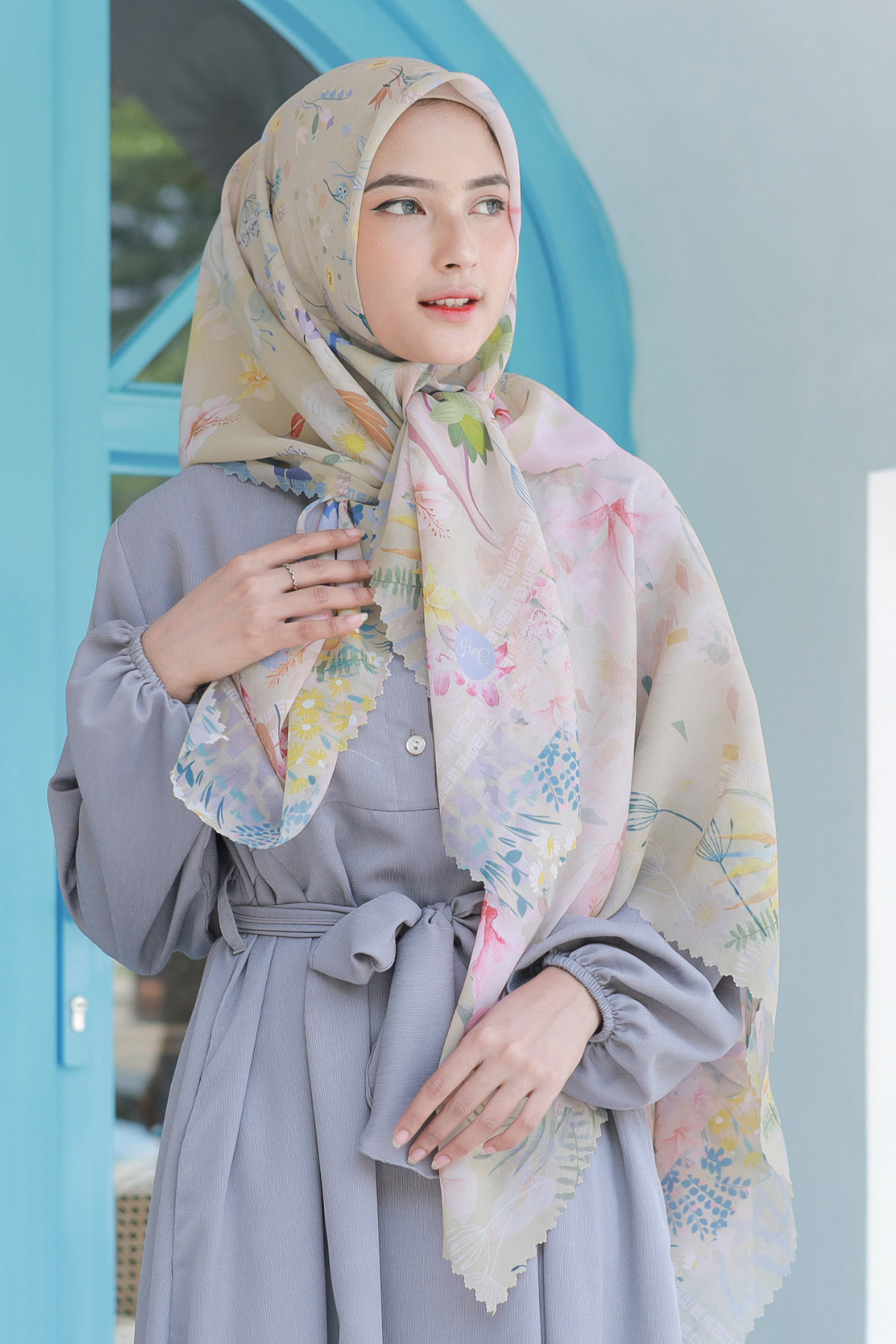 Hibi - Scarf Square Premium Polycotton - Dusty Beige - SH94.9