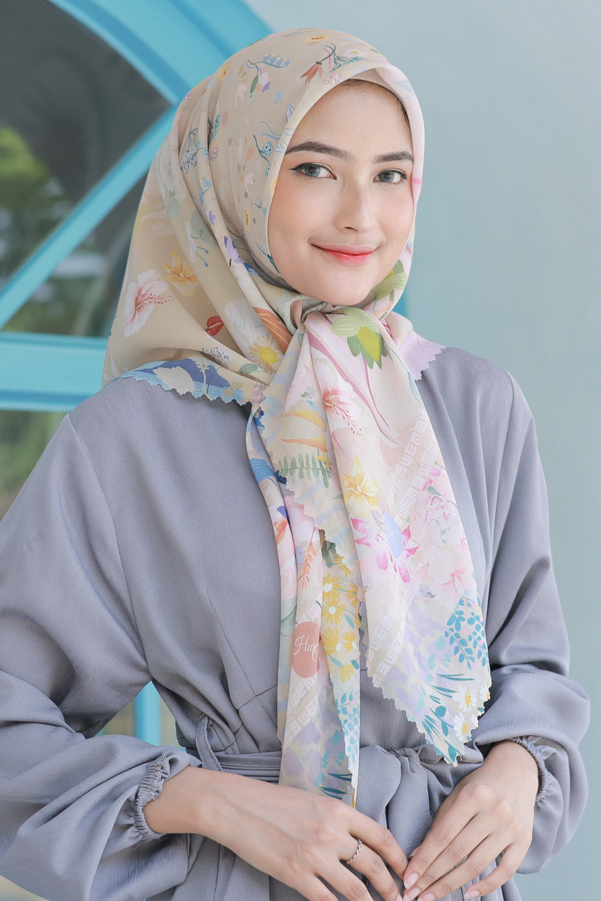 Hibi - Scarf Square Premium Polycotton - Dusty Beige - SH94.9