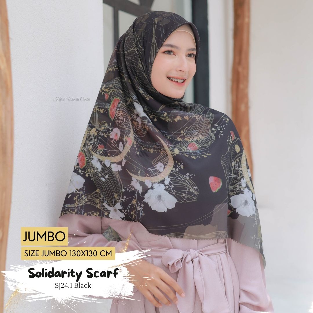 [BELI 3 GRATIS 1] Solidarity Scarf JUMBO - SJ24.1 Black