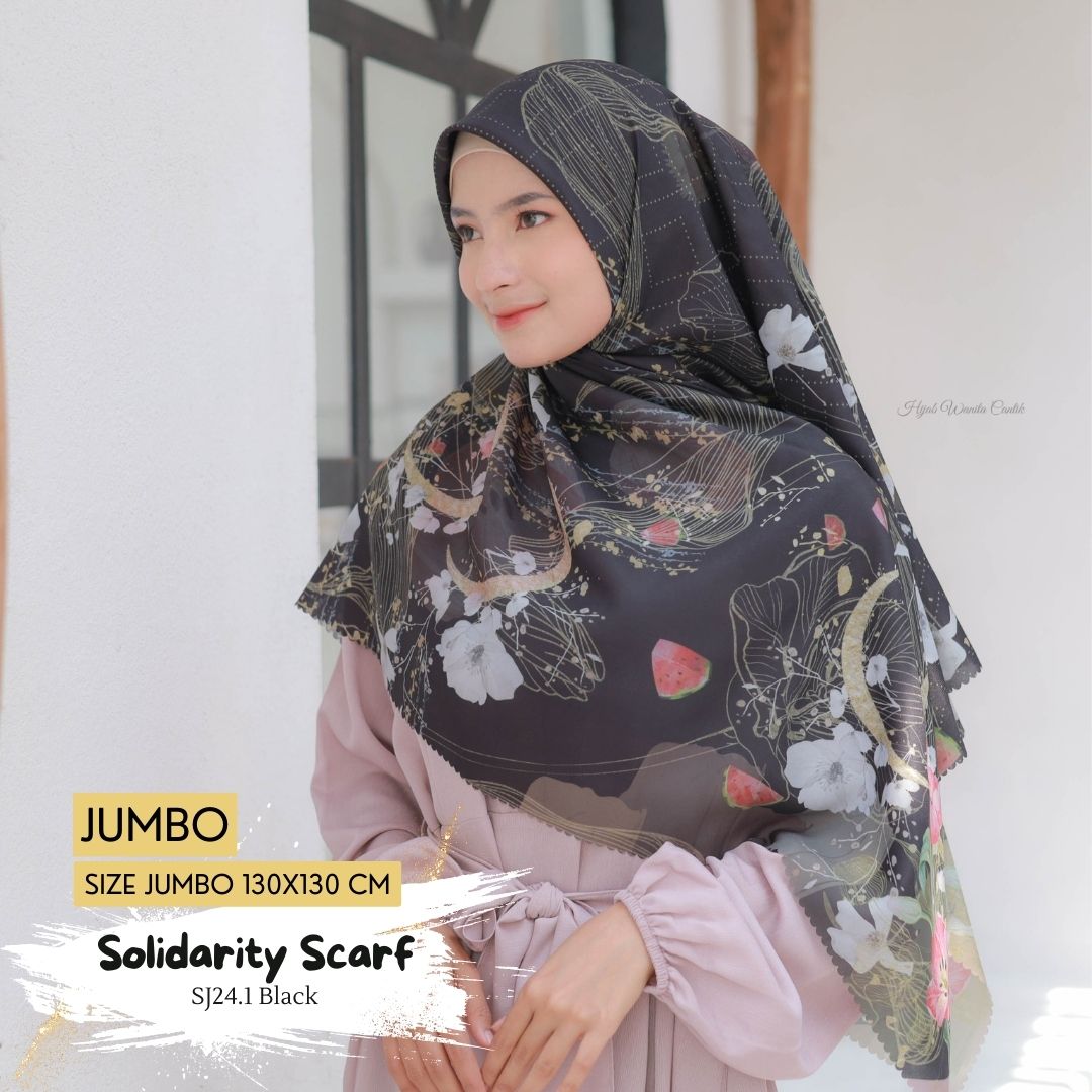 [BELI 3 GRATIS 1] Solidarity Scarf JUMBO - SJ24.1 Black