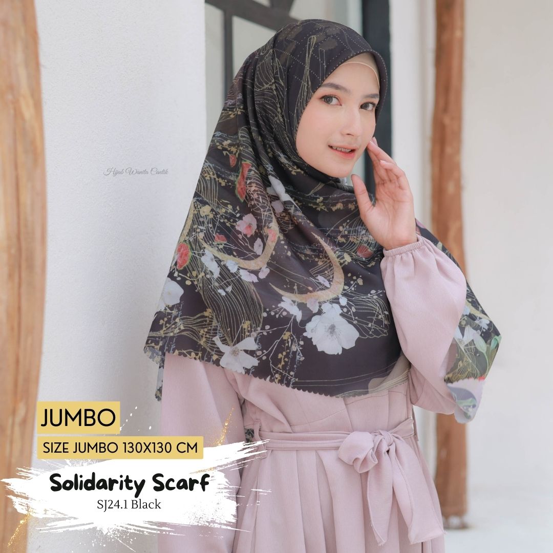 [BELI 3 GRATIS 1] Solidarity Scarf JUMBO - SJ24.1 Black